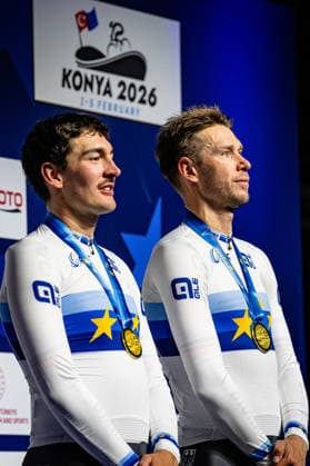 AUGENSTEIN Moritz, KLUGE Roger UEC Track Cycling European Championships Konya 2026 AUGENSTEIN Moritz KLUGE Roger GER Germany Winner First Place Award Ceremony Medal Ceremony Podium Portrait Portrait Portrait Event Event UEC Track Cycling European Championships 2026 Category Category Cycling Track Cycling European Championships Location Location Asia Türkiye Konya Discipline Madison Category Elite Men Distance 50 km Date Date 05 02 2026 Thursday Day 5