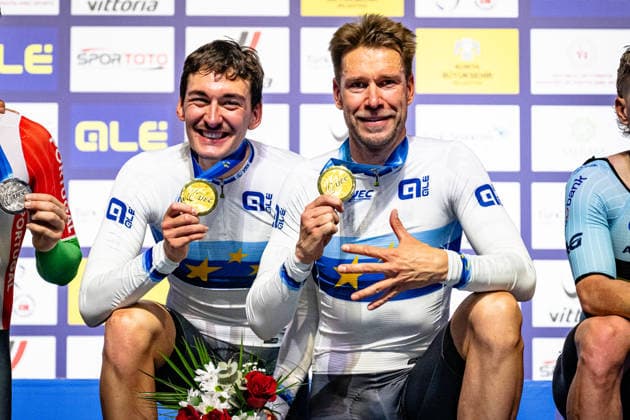 AUGENSTEIN Moritz, KLUGE Roger UEC Track Cycling European Championships Konya 2026 AUGENSTEIN Moritz KLUGE Roger GER Germany Winner First Place Award Ceremony Medal Ceremony Podium Landscape horizontal Landscape Event Event UEC Track Cycling European Championships 2026 Category Category Cycling Track Cycling European Championships Location Location Asia Türkiye Konya Discipline Madison Category Elite Men Distance 50 km Date Date 05 02 2026 Thursday Day 5