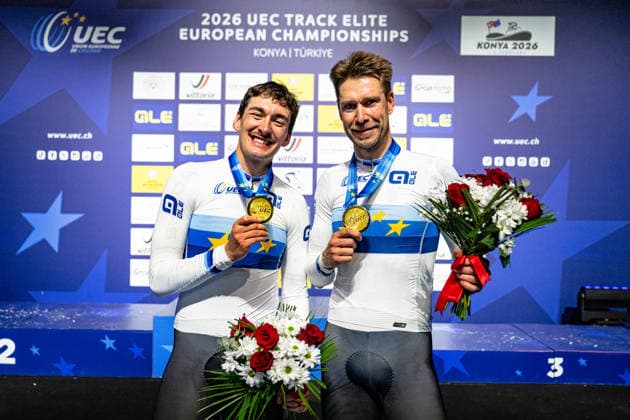 AUGENSTEIN Moritz, KLUGE Roger UEC Track Cycling European Championships Konya 2026 AUGENSTEIN Moritz KLUGE Roger GER Germany Winner First Place Award Ceremony Medal Ceremony Podium Landscape horizontal Landscape Event Event UEC Track Cycling European Championships 2026 Category Category Cycling Track Cycling European Championships Location Location Asia Türkiye Konya Discipline Madison Category Elite Men Distance 50 km Date Date 05 02 2026 Thursday Day 5