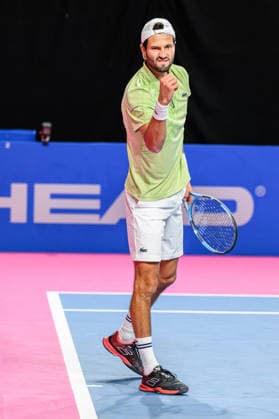 February 5, 2026, Perols, Montpellier, Occitanie, France: Titouan Droguet of France celebrates a point during his match against Aleksandar Kovacevic of the United States at Open Occitanie on February 5, 2026, at Sud de France Arena in Montpellier, France. Perols, Montpellier France - ZUMAc313 20260205_zsp_c313_002 Copyright: xFaresxChafaix