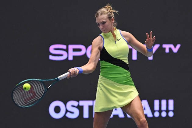Katie Boulter of Great Britain in action during the match against Linda Fruhvirtova of Czechia within the WTA, Tennis Damen women s tennis tournament Ostrava Open in Ostrava, Czech Republic, February 5, 2026. (CTKxPhoto JaroslavxOzana) CTKPhotoP2026020507811  CTKPhotoP2026020507811