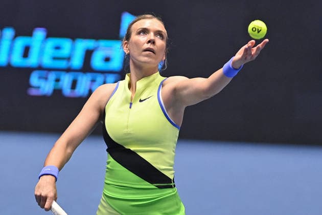 Katie Boulter of Great Britain in action during the match against Linda Fruhvirtova of Czechia within the WTA, Tennis Damen women s tennis tournament Ostrava Open in Ostrava, Czech Republic, February 5, 2026. (CTKxPhoto JaroslavxOzana) CTKPhotoP2026020508050  CTKPhotoP2026020508050