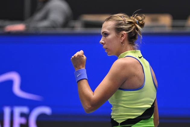 Katie Boulter of Great Britain in action during the match against Linda Fruhvirtova of Czechia within the WTA, Tennis Damen women s tennis tournament Ostrava Open in Ostrava, Czech Republic, February 5, 2026. (CTKxPhoto JaroslavxOzana) CTKPhotoP2026020508128  CTKPhotoP2026020508128