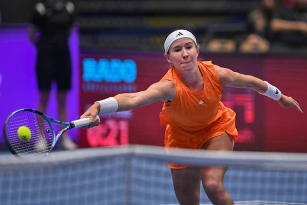 Czech Nikola Bartunkova in action during the match against Diane Parry of France within the WTA, Tennis Damen women s tennis tournament Ostrava Open in Ostrava, Czech Republic, February 5, 2026. (CTKxPhoto JaroslavxOzana) CTKPhotoP2026020508836  CTKPhotoP2026020508836