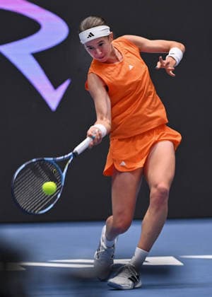 Czech Nikola Bartunkova in action during the match against Diane Parry of France within the WTA, Tennis Damen women s tennis tournament Ostrava Open in Ostrava, Czech Republic, February 5, 2026. (CTKxPhoto JaroslavxOzana) CTKPhotoP2026020508858  CTKPhotoP2026020508858
