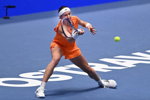 Czech Nikola Bartunkova in action during the match against Diane Parry of France within the WTA, Tennis Damen women s tennis tournament Ostrava Open in Ostrava, Czech Republic, February 5, 2026. (CTKxPhoto JaroslavxOzana) CTKPhotoP2026020508863  CTKPhotoP2026020508863