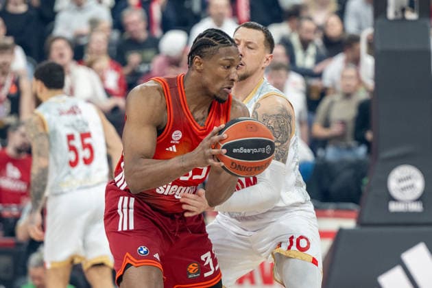 David McCormack 33 FC Bayern Basketball , Daniel Theis 10 AS Monaco Basket , FC Bayern Basketball vs AS Monaco Basket, EuroLeague 27 Matchday, 05 02 2026 Munich Bavaria Germany Copyright: xkolbert-press UlrichxGamelx