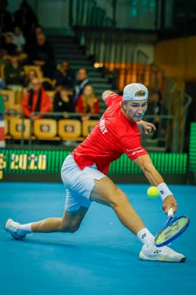 Tennis, Davis Cup Norway Great Britain Baerum 20260205 Nicolai Budkov Kjaer from Norway against Cameron Norrie from Great Britain during the Davis Cup match at Nadderud arena on Thursday evening Photo Jonas Been Henriksen NTB Baerum Norway EDITORIAL USE ONLY RESTRICTED USE FOR BETTING COMPANIES  Copyright: xJonasxBeenxHenriksenx xNTBx
