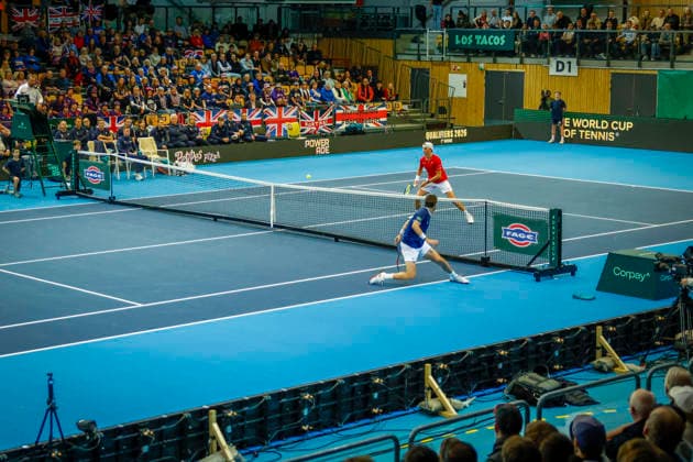 Tennis, Davis Cup Norway Great Britain Baerum 20260205 Nicolai Budkov Kjaer from Norway against Cameron Norrie from Great Britain during the Davis Cup match at Nadderud arena on Thursday evening Photo Jonas Been Henriksen NTB Baerum Norway EDITORIAL USE ONLY RESTRICTED USE FOR BETTING COMPANIES  Copyright: xJonasxBeenxHenriksenx xNTBx