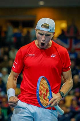 Tennis, Davis Cup Norway Great Britain Baerum 20260205 Nicolai Budkov Kjaer from Norway against Cameron Norrie from Great Britain during the Davis Cup match at Nadderud arena on Thursday evening Photo Jonas Been Henriksen NTB Baerum Norway EDITORIAL USE ONLY RESTRICTED USE FOR BETTING COMPANIES  Copyright: xJonasxBeenxHenriksenx xNTBx