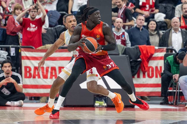 Jaron Blossomgame 4 AS Monaco Basket , Wenyen Gabriel 32 FC Bayern Basketball , FC Bayern Basketball vs AS Monaco Basket, EuroLeague 27 Matchday, 05 02 2026 Munich Bavaria Germany Copyright: xkolbert-press UlrichxGamelx