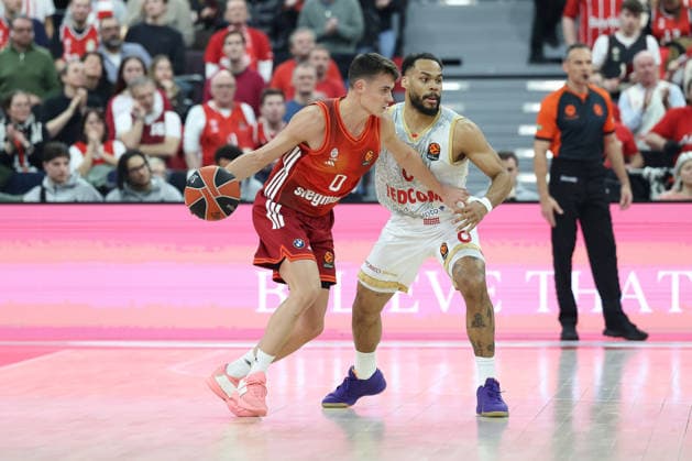 Nenad Dimitrijevic FC Bayern Basketball, 00 with Elie Okobo AS Monaco, 00 , GER, FC Bayern Basketball vs AS Monaco, Basketball, Euroleague, Matchday 27, Season 2025 2026, 05 02 2026, GER, FC Bayern Basketball vs AS Monaco, Basketball, Euroleague, Matchday 27, Season 2025 2026, 05 02 2026 Munich Copyright: xEibner-Pressefoto JennixMaulx EP_JML