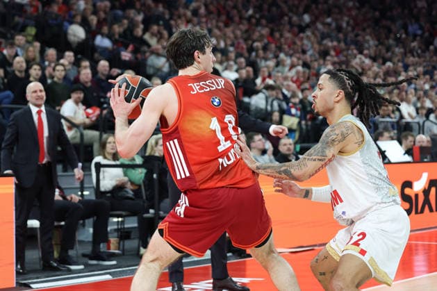 Justinian Jessup FC Bayern Basketball, 10 with Matthew Strazel AS Monaco, 32 , GER, FC Bayern Basketball vs AS Monaco, Basketball, Euroleague, Matchday 27, Season 2025 2026, 05 02 2026, GER, FC Bayern Basketball vs AS Monaco, Basketball, Euroleague, Matchday 27, Season 2025 2026, 05 02 2026 Munich Copyright: xEibner-Pressefoto JennixMaulx EP_JML
