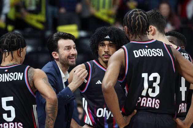 BASKET BALL : Paris Basket Vs Fenerbahce - Euroligue - 05 02 2026 Francesco Tabellini (Paris) - Jared Rhoden (Paris) - Justin Robinson (Paris) - Allan Dokossi (Paris) - Leopold Cavaliere (Paris) ParisFrance  Copyright: xMichaelxBaucherx