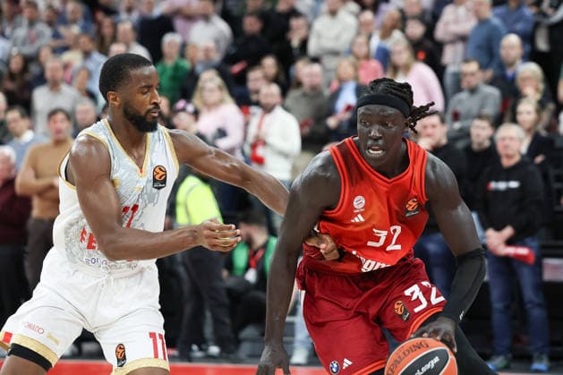 Wenyen Gabriel FC Bayern Basketball, 32 with Alpha Diallo AS Monaco, 11 , GER, FC Bayern Basketball vs AS Monaco, Basketball, Euroleague, Matchday 27, Season 2025 2026, 05 02 2026, GER, FC Bayern Basketball vs AS Monaco, Basketball, Euroleague, Matchday 27, Season 2025 2026, 05 02 2026 Munich Copyright: xEibner-Pressefoto JennixMaulx EP_JML