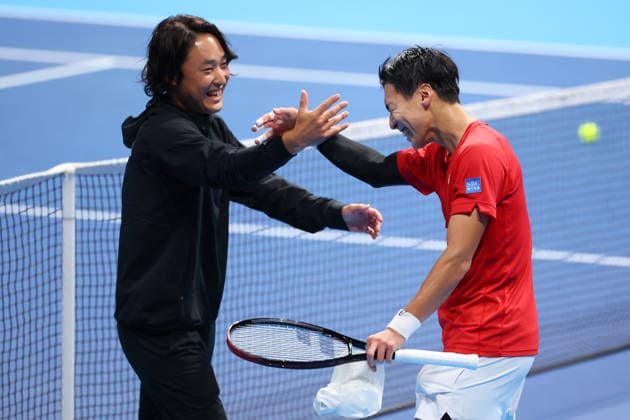 (L-R) Go Soeda, Yosuke Watanuki (JPN), FEBRUARY 6, 2026 - Tennis : 2026 Davis Cup Final Qualifier Round 1 between Japan - Austria at Ariake Colosseum, Tokyo, Japan. Noxthirdxpartyxsales  aflo_318655877