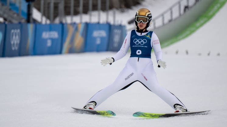 OLYMPICS - Winter Olympic Games, Olympische Spiele, Olympia, OS Milano Cortina 2026 VAL DI FIEMME,ITALY,06.FEB.26 - OLYMPICS, Ski jumping, Skispringen, Ski, nordisch - Winter Olympic Games Milano Cortina 2026, preview, normal hill, training, women. Image shows Meghann Wadsak (AUT).  GEPAxpictures xOliverxLerch