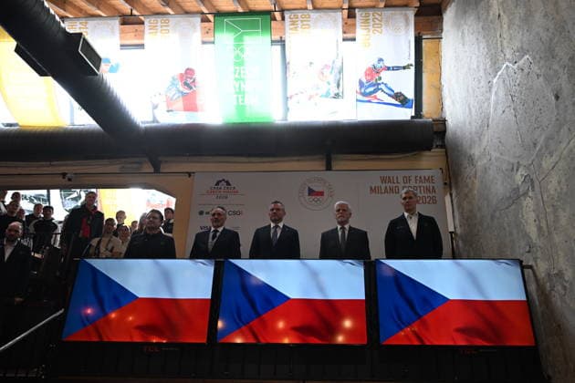 Official opening of the Czech House at Olympic Games, Olympische Spiele, Olympia, OS in Milan, Italy, on February 6, 2026. On the photo are seen Czech Olympic Mission Chief Martin Doktor (left), Slovak President Peter Pellegrini (3rd from left), Czech President Petr Pavel (4th from left) and Jiri Kejval, President of the Czech Olympic Committee (COV). (CTKxPhoto MichalxKamaryt) CTKPhotoP2026020604620  CTKPhotoP2026020604620