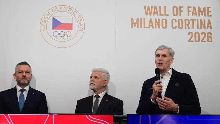 L-R Slovak President Peter Pellegrini, Czech President Petr Pavel and President of the Czech Olympic Committee (COV) Jiri Kejval officially opened Czech House at Olympic Games, Olympische Spiele, Olympia, OS in Milan, Italy, on February 6, 2026. (CTKxPhoto MichalxKamaryt) CTKPhotoP2026020604687  CTKPhotoP2026020604687