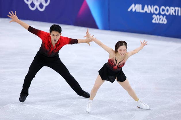 Riku Miura & Ryuichi Kihara (JPN), FEBRUARY 6, 2026 - Figure skating, Eiskunstlauf : Team Pairs Short Program during the Milano Cortina 2026 Olympic Winter games, Winterspiele,Spiele, Summer games at Milano Ice Skating Arena in Milan, Italy. Noxthirdxpartyxsales  aflo_318689487