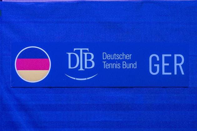 The DTB logo and the German flag Germany vs. Peru, Tennis, Davis Cup, 01 round, 06 and 07 02 2026 Germany vs. Peru, Tennis, Davis Cup, 01 round, 06 and 07 02 2026 Duesseldorf Copyright: xEibner-Pressefoto ThomasxHaeslerx EP_THR