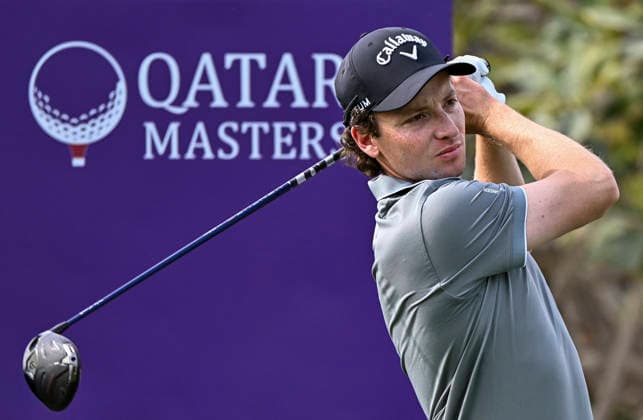 QATAR MASTERS 2026- SECOND ROUND Stefano Mazzoli of Italy tees off on the 10th hole during second round of the Qatar Masters 2026 golf tournament at the Doha Golf Club on February 06, 2026. DOHA Qatar Copyright: xNOUSHADx