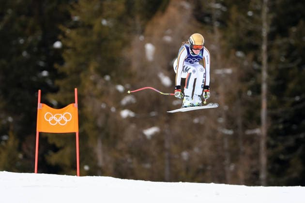 Olympische Winterspiele Milano Cortina 2026 Frauen Abfahrt 2. Offizielles Training am 06.02.2026 im Tofane Alpine Skiing Centre in Cortina d™Ampezzo Emma Aicher ( Deutschland ) *** Olympic Winter Games Milano Cortina 2026 Women Downhill 2 Official training on 06 02 2026 at the Tofane Alpine Skiing Center in Cortina d™Ampezzo Emma Aicher Germany xMSx