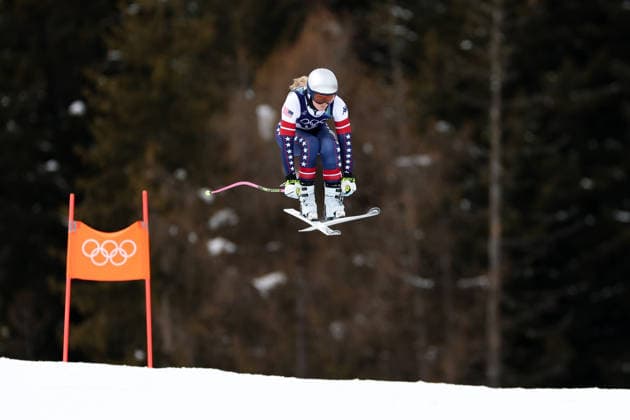 Olympische Winterspiele Milano Cortina 2026 Frauen Abfahrt 2. Offizielles Training am 06.02.2026 im Tofane Alpine Skiing Centre in Cortina d™Ampezzo Lindsey Vonn ( USA ) *** Olympic Winter Games Milano Cortina 2026 Women Downhill 2 Official training on 06 02 2026 at the Tofane Alpine Skiing Center in Cortina d™Ampezzo Lindsey Vonn USA xMSx