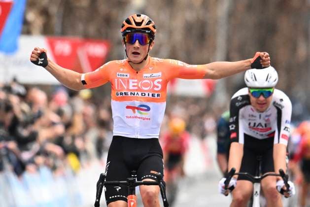 Tour of Valencia 2026 Stage 3 SAN VINCENT DEL RASPEIG, SPAIN - FEBRUARY 06 : August Andrew (USA) of INEOS Grenadiers wins the sprint, third place for Vermeersch Florian (BEL) of UAE Team Emirates - XRG during stage 3 of the 77th edition of Volta a la Comunitat Valenciana an UCI ProSeries 2.Pro cycling road race stage for Men Elite of 158.2 km with start in Orihuela and finish in San Vincent Del Raspeig on February 6, 2026 in San Vincent Del Raspeig, Spain, 06 02 2026 San Vincent Del Raspeig Spain  Copyright: xVincentxKalutx