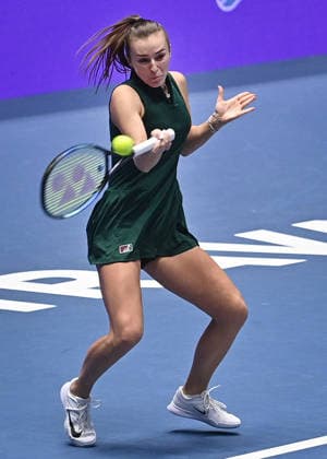 L-R Anastasia Detiucova (CZE) and Sabrina Santamaria (USA, not seen) in the match against Shuo Feng (CHN) and Madeleine Brooks (UK) within the WTA, Tennis Damen women s tennis tournament Ostrava Open in Ostrava, Czech Republic, February 6, 2026. (CTKxPhoto JaroslavxOzana) CTKPhotoP2026020607832  CTKPhotoP2026020607832