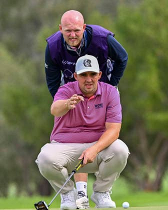 QATAR MASTERS 2026- SECOND ROUND Marcus Armitage of England lines up a shot at the 5th green during second round of the Qatar Masters 2026 golf tournament at the Doha Golf Club on February 06, 2026. DOHA Qatar Copyright: xNOUSHADx