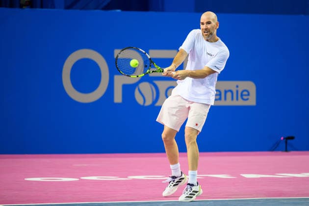 February 6, 2026, Perols, Montpellier, Occitanie, France: Adrian Mannarino of France delivers a back hand shot during his match against Arthur Gea of France at Open Occitanie on February 6, 2026, at Sud de France Arena in Montpellier, France. Perols, Montpellier France - ZUMAc313 20260206_zsp_c313_008 Copyright: xFaresxChafaix