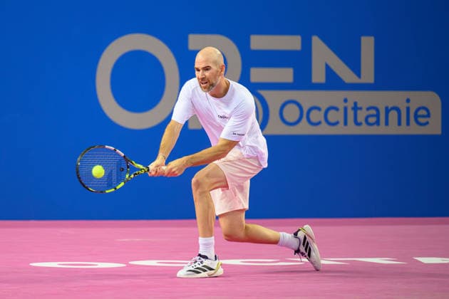 February 6, 2026, Perols, Montpellier, Occitanie, France: Adrian Mannarino of France delivers a back hand shot during his match against Arthur Gea of France at Open Occitanie on February 6, 2026, at Sud de France Arena in Montpellier, France. Perols, Montpellier France - ZUMAc313 20260206_zsp_c313_009 Copyright: xFaresxChafaix