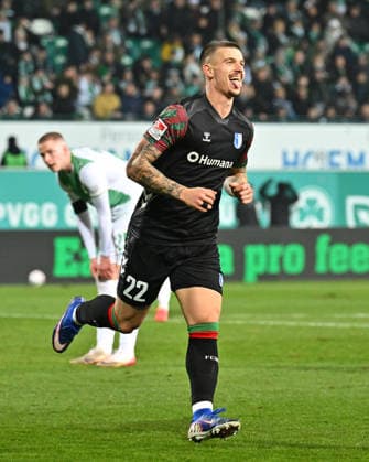06 02 2026 Soccer Season 2025 2026 2 Soccer Bundesliga 21 Matchday SpVgg Greuther Fürth SGF Kleeblatt 1 FC Magdeburg FCM Sportfoto Zink MeZi xmexzix DFL regulations prohibit any use of photographs as image sequences and or quasi video only for editorial use Torjubel Jubel Freude nach Treffer Tor Torschuß zum 1 5 durch Mateusz Zukowski 22, 1 FC Magdeburg FCM