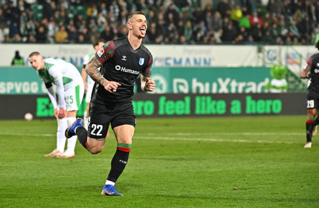06 02 2026 Soccer Season 2025 2026 2 Soccer Bundesliga 21 Matchday SpVgg Greuther Fürth SGF Kleeblatt 1 FC Magdeburg FCM Sportfoto Zink MeZi xmexzix DFL regulations prohibit any use of photographs as image sequences and or quasi video only for editorial use Torjubel Jubel Freude nach Treffer Tor Torschuß zum 1 5 durch Mateusz Zukowski 22, 1 FC Magdeburg FCM