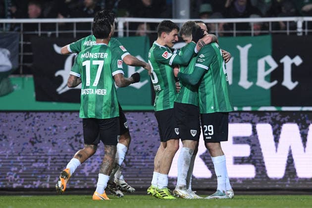 Soccer 2 Bundesliga 21 Matchday SC Preußen Münster VfL Bochum on 06 02 2026 at LVM Preußenstadion in Münster Goal celebration to 1 0 by Imad Rondic Münster DFL regulations prohibit any use of photographs as image sequences and or quasi video xRx
