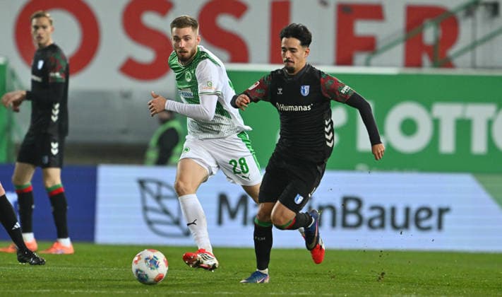 06 02 2026 Soccer Season 2025 2026 2 Soccer Bundesliga 21 Matchday SpVgg Greuther Fürth SGF Kleeblatt 1 FC Magdeburg FCM Sportfoto Zink xwoxzix DFL regulations prohibit any use of photographs as image sequences and or quasi video only for editorial use Doni Edon Arifi 28, SpVgg Greuther Fürth Laurin Ulrich 8, 1 FC Magdeburg FCM