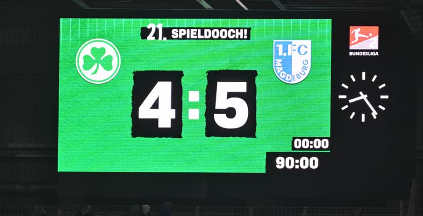 06 02 2026 Soccer Season 2025 2026 2 Soccer Bundesliga 21 Matchday SpVgg Greuther Fürth SGF Kleeblatt 1 FC Magdeburg FCM Sportfoto Zink xwoxzix DFL regulations prohibit any use of photographs as image sequences and or quasi video only for editorial use Final result on scoreboard