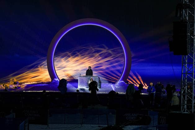 A view of the stage during the Opening Ceremony of the Olympic Winter games, Winterspiele,Spiele, Summer games Milano-Cortina 2026 on February 06, 2026 at Livingo, Italy  Copyright: xSergioxBisi IPAxSportx xipa-agency.netx xx IPA_71041037 IPA_Agency_IPA71041037