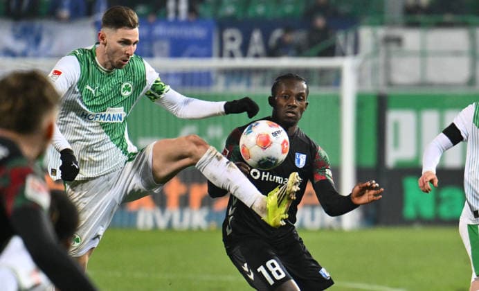 06 02 2026 Soccer Season 2025 2026 2 Soccer Bundesliga 21 Matchday SpVgg Greuther Fürth SGF Kleeblatt 1 FC Magdeburg FCM Sportfoto Zink xwoxzix DFL regulations prohibit any use of photographs as image sequences and or quasi video only for editorial use Branimir Hrgota 10, SpVgg Greuther Fürth Richmond Tachie 18, 1 FC Magdeburg FCM ä