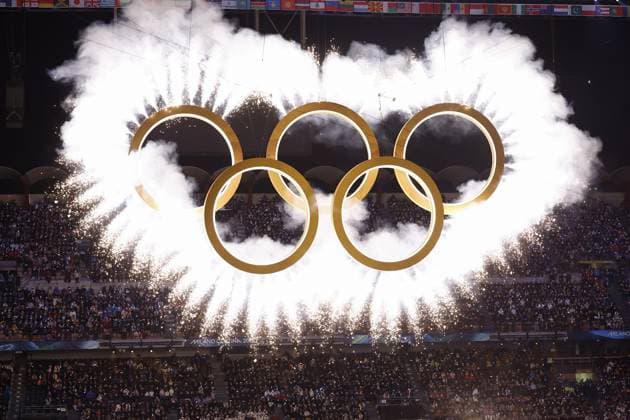 MILAN , 06-02-2026 , Milano San Siro Olympic Stadium , Olympic Winter games, Winterspiele,Spiele, Summer games 2026 Milano , Opening ceremony , Picture shows , Olympic rings Olympic Winter Games 2026 - Opening ceremony  x201347291x Copyright: