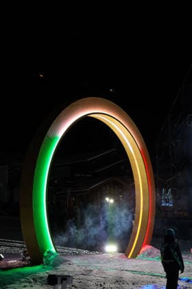 GIOCHI OLIMPICI - Olimpiadi Invernali Milano-Cortina 2026 - Livigno - Opening Ceremony Color cirlcle during the Opening Ceremony of the Olympic Winter games, Winterspiele,Spiele, Summer games Milano-Cortina 2026 on February 06, 2026 in Livigno, Italy Cortina D Ampezzo Italy  Copyright: xIPAxSport ABACAx