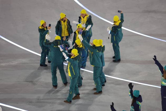 Winter Olympics - Opening Ceremony - Milan Team Australia at the Opening ceremony of the Milano Cortina 2026 Winter Olympic Games, Olympische Spiele, Olympia, OS at San Siro stadium (Milano Olympic Stadium), in Milan on February 6, 2026. Photo by Alexis Jumeau ABACAPRESS.COM Milan Italy  Copyright: xJumeauxAlexis ABACAx