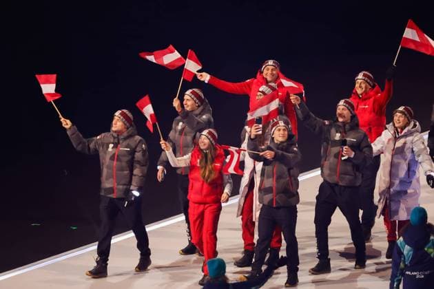 Team of Austria Opening Ceremony, Opening Ceremony - Milano Cortina 2026 Winter Olympics: Day 0, Opening Ceremony - Milano Cortina 2026 Winter Olympics: Day 0, San Siro Stadium, February 6, 2026, Milan, Italy.