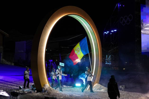 Athtletes of Andorra during the Opening Ceremony of the Olympic Winter games, Winterspiele,Spiele, Summer games Milano-Cortina 2026 on February 06, 2026 in Livigno, Italy  Copyright: xSergioxBisi IPAxSportx xipa-agency.netx xx IPA_71044361 IPA_Agency_IPA71044361