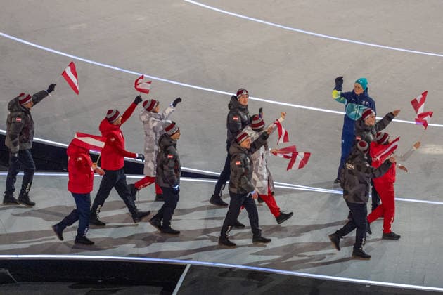 2026-02-06 - Milano Cortina 2026 Winter Olympics MILAN, ITALY - FEBRUARY 6: The Austrian Olympic team during the opening ceremony of the Milano Cortina 2026 Winter Olympics at the San Siro Stadium on February 6, 2026 in Milan, Italy Milan San Siro Stadium Italy Content not available for redistribution in The Netherlands directly or indirectly through any third parties. Copyright: xAndrexWeeningx