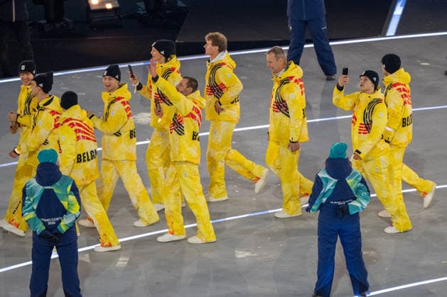 2026-02-06 - Milano Cortina 2026 Winter Olympics MILAN, ITALY - FEBRUARY 6: The Begian Olympic team during the opening ceremony of the Milano Cortina 2026 Winter Olympics at the San Siro Stadium on February 6, 2026 in Milan, Italy Milan San Siro Stadium Italy Content not available for redistribution in The Netherlands directly or indirectly through any third parties. Copyright: xAndrexWeeningx