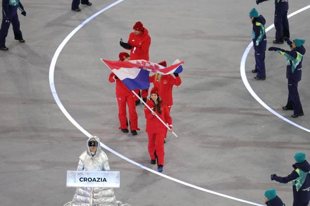 Winter Olympics - Opening Ceremony - Milan Team Croatia at the Opening ceremony of the Milano Cortina 2026 Winter Olympic Games, Olympische Spiele, Olympia, OS at San Siro stadium (Milano Olympic Stadium), in Milan on February 6, 2026. Photo by Alexis Jumeau ABACAPRESS.COM Milan Italy  Copyright: xJumeauxAlexis ABACAx