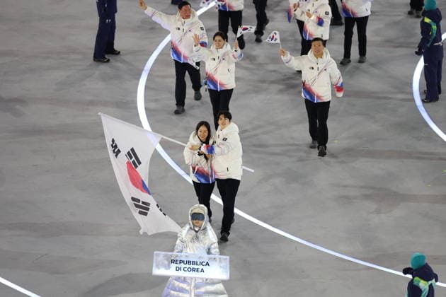 Winter Olympics - Opening Ceremony - Milan Team South of Korea at the Opening ceremony of the Milano Cortina 2026 Winter Olympic Games, Olympische Spiele, Olympia, OS at San Siro stadium (Milano Olympic Stadium), in Milan on February 6, 2026. Photo by Alexis Jumeau ABACAPRESS.COM Milan Italy  Copyright: xJumeauxAlexis ABACAx
