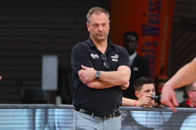 21 Matchday of the Basketball 2 Bundesliga ProA in the Oberfrankenhalle in Bayreuth Season 2025 2026 BBC Bayreuth against Nürnberg Falcons BC Ralph Junge Nürnberg Falcons BC Coach